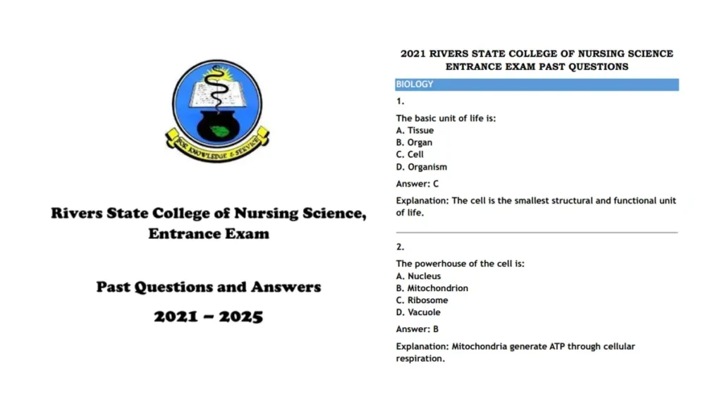 How to Download Rivers State College of Nursing Past Questions PDF 2021 to 2025 Entrance Exam